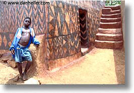 africa, burkina faso, horizontal, kid, stairs, tiebele, photograph