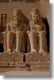abu simbil, africa, architectural ruins, arts, buildings, egypt, materials, sandstone, statues, stones, structures, vertical, photograph