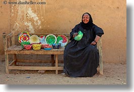 africa, al kab, colorful, egypt, horizontal, old, plates, straws, villages, womens, photograph