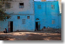 africa, al kab, blues, buildings, clothes, egypt, horizontal, keffiyeh, men, scarves, squatting, villages, photograph