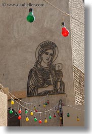 africa, cairo, colored, coptic, egypt, lights, mary, vertical, virgin, photograph