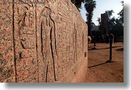 africa, bas reliefs, cairo, egypt, granite, horizontal, hyroglyphics, materials, memphis, stones, photograph