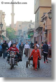africa, boys, cairo, carts, egypt, girls, motorcycles, old town, pulling, vertical, photograph