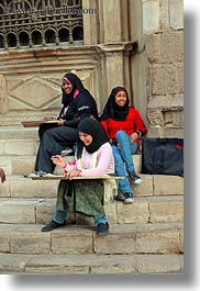 africa, cairo, egypt, girls, old town, stairs, vertical, photograph
