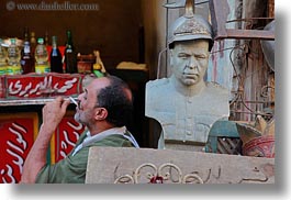 africa, cairo, egypt, horizontal, men, military, old town, smoking, statues, photograph
