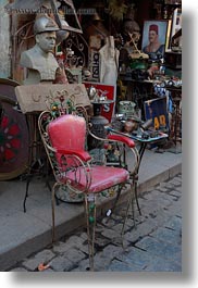 africa, cairo, chairs, egypt, junk, old town, pink, shops, vertical, photograph