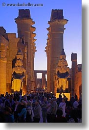 africa, crowds, dusk, egypt, luxor, pillars, temples, vertical, photograph