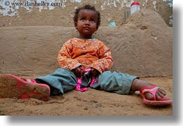 africa, babies, dirt, egypt, horizontal, nubian village, sitting, photograph