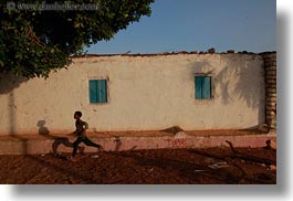 africa, boys, buildings, egypt, horizontal, nubian village, running, photograph