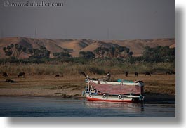 africa, boats, colorful, egypt, ferry, horizontal, mountains, rivers, photograph