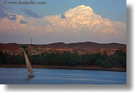 africa, clouds, cumulus, egypt, horizontal, rivers, sailboats, photograph