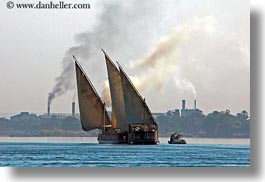africa, egypt, horizontal, rivers, sailboats, smoke, stacks, photograph