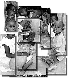 africa, childrens, koran, montage, vertical, photograph