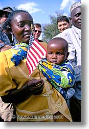 africa, american, arusha, babies, crowds, flags, tanzania, vertical, womens, photograph