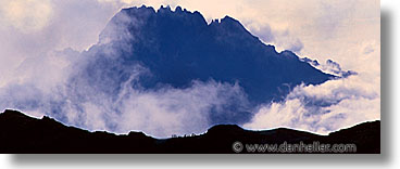 africa, clouds, fog, hikers, hiking, horizontal, kilimanjaro, mountains, panoramic, people, silhouettes, tanzania, photograph