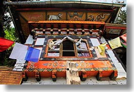asia, bhutan, buddhist, buildings, flags, horizontal, houses, prayer flags, prayers, religious, photograph