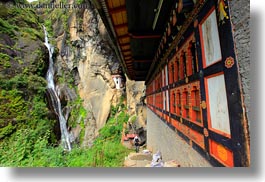 asia, bhutan, buildings, horizontal, houses, waterfalls, photograph