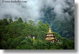 asia, bhutan, chortens, fog, horizontal, khamsum, khamsum ulley chorten, nature, ulley, photograph