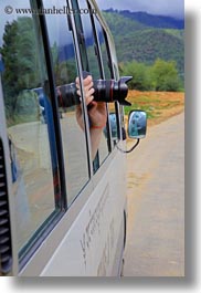 asia, bhutan, bus, cameras, out, vertical, windows, photograph