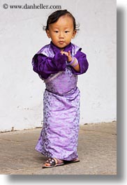asia, asian, bhutan, childrens, clothes, costumes, girls, people, purple, style, toddlers, vertical, photograph