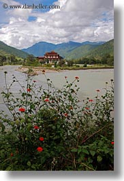 asia, asian, bhutan, buddhist, clouds, dzong, flowers, nature, people, punakha dzong, religious, sky, temples, vertical, photograph