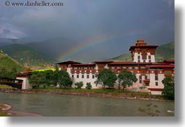 asia, asian, bhutan, buddhist, dzong, horizontal, people, punakha dzong, rainbow, religious, temples, photograph