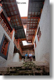 asia, asian, between, bhutan, buddhist, buildings, people, punakha dzong, religious, stairs, tall, temples, vertical, photograph