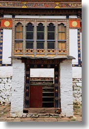asia, asian, bhutan, buddhist, dzong, religious, rinpung dzong, style, vertical, windows, photograph