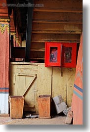 asia, asian, bhutan, boxes, extinguisher, fire, rinpung dzong, style, vertical, photograph