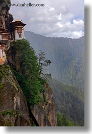 asia, bhutan, big, buddhist, cliffs, flags, prayer flags, religious, taktsang, temples, vertical, views, photograph