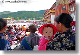 asia, asian, babies, bhutan, bonnet, buddhist, horizontal, people, religious, tashichho dzong, photograph