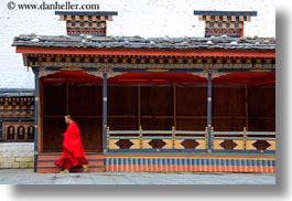 asia, asian, bhutan, buddhist, clothes, horizontal, monks, people, religious, robes, style, tashichho dzong, temples, photograph