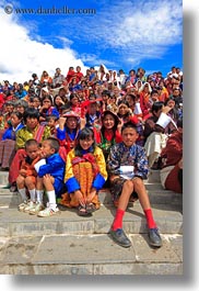 asia, asian, bhutan, buddhist, crowds, people, religious, stadium, tashichho dzong, vertical, photograph
