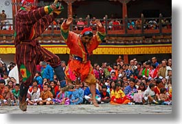 activities, asia, asian, bhutan, clothes, costumes, crowds, dance, dancers, events, festival, horizontal, jokers, people, style, wangduephodrang dzong, photograph