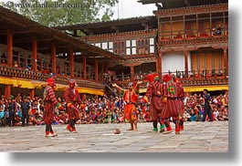 activities, asia, asian, bhutan, clothes, costumes, crowds, dance, dancers, events, festival, horizontal, jokers, people, style, wangduephodrang dzong, photograph