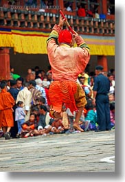 activities, asia, asian, bhutan, clothes, costumes, dance, dancers, events, festival, jokers, people, style, vertical, wangduephodrang dzong, photograph