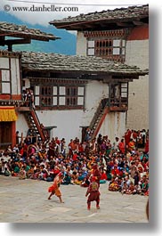 activities, asia, asian, bhutan, clothes, costumes, crowds, dance, dancers, events, festival, jokers, people, style, vertical, wangduephodrang dzong, photograph