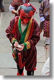 activities, asia, asian, bhutan, clothes, costumes, dance, dancers, events, festival, jokers, people, style, vertical, wangduephodrang dzong, photograph