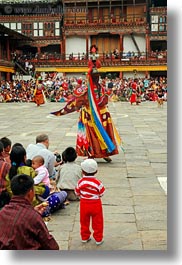 asia, asian, audience, bhutan, buddhist, clothes, costumes, dancers, events, festival, people, religious, stills, style, vertical, wangduephodrang dzong, photograph