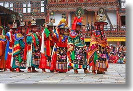 asia, asian, bhutan, buddhist, clothes, costumes, dancers, events, festival, horizontal, people, religious, stills, style, wangduephodrang dzong, photograph