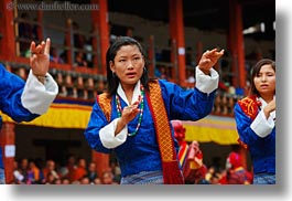 asia, asian, bhutan, buddhist, clothes, costumes, dancers, events, festival, horizontal, people, religious, stills, style, wangduephodrang dzong, womens, photograph