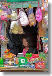 asia, asian, bhutan, booths, candy, girls, people, vertical, wangduephodrang dzong, photograph