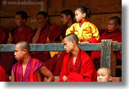 asia, asian, bhutan, girls, horizontal, people, wangduephodrang dzong, yellow, photograph