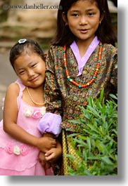 asia, asian, bhutan, girlfriends, girls, people, vertical, wangduephodrang dzong, photograph