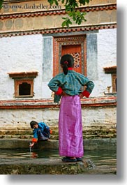asia, asian, bhutan, girls, people, vertical, wangduephodrang dzong, young, photograph