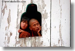 asia, asian, bhutan, buddhist, clothes, horizontal, men, people, religious, robes, style, wangduephodrang dzong, windows, womens, photograph