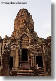 angkor thom, asia, bayon, cambodia, faces, rocks, towers, vertical, photograph