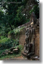 angkor thom, asia, bayon, cambodia, garuda, statues, vertical, photograph