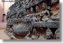 angkor thom, asia, cambodia, horizontal, leper king terrace, statues, womens, photograph