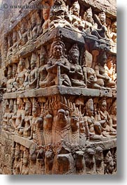 angkor thom, asia, cambodia, leper king terrace, nagas, statues, vertical, photograph